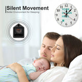Personalized wall clock with silent movement, "YOUR DESIGN HERE" design. Ideal for home and bedroom decor.