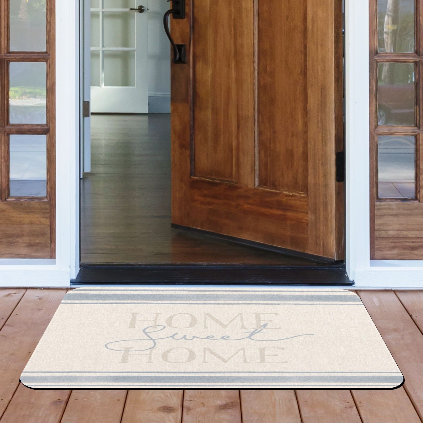 Sweet entrance doormat with Home Sweet Home text, rubber floor mat, indoor/outdoor use