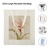 Extra Large reusable canvas tote bag with orchid art for shopping. Eco-friendly, cotton bag with Wild Apple design.