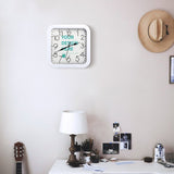 Customizable square wall clock with 'YOUR DESIGN HERE' for home decor, white frame, silent mechanism
