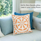 Soft plush throw pillow cover with orange floral pattern, skin-friendly for living room sofa, from MyArtsyGift