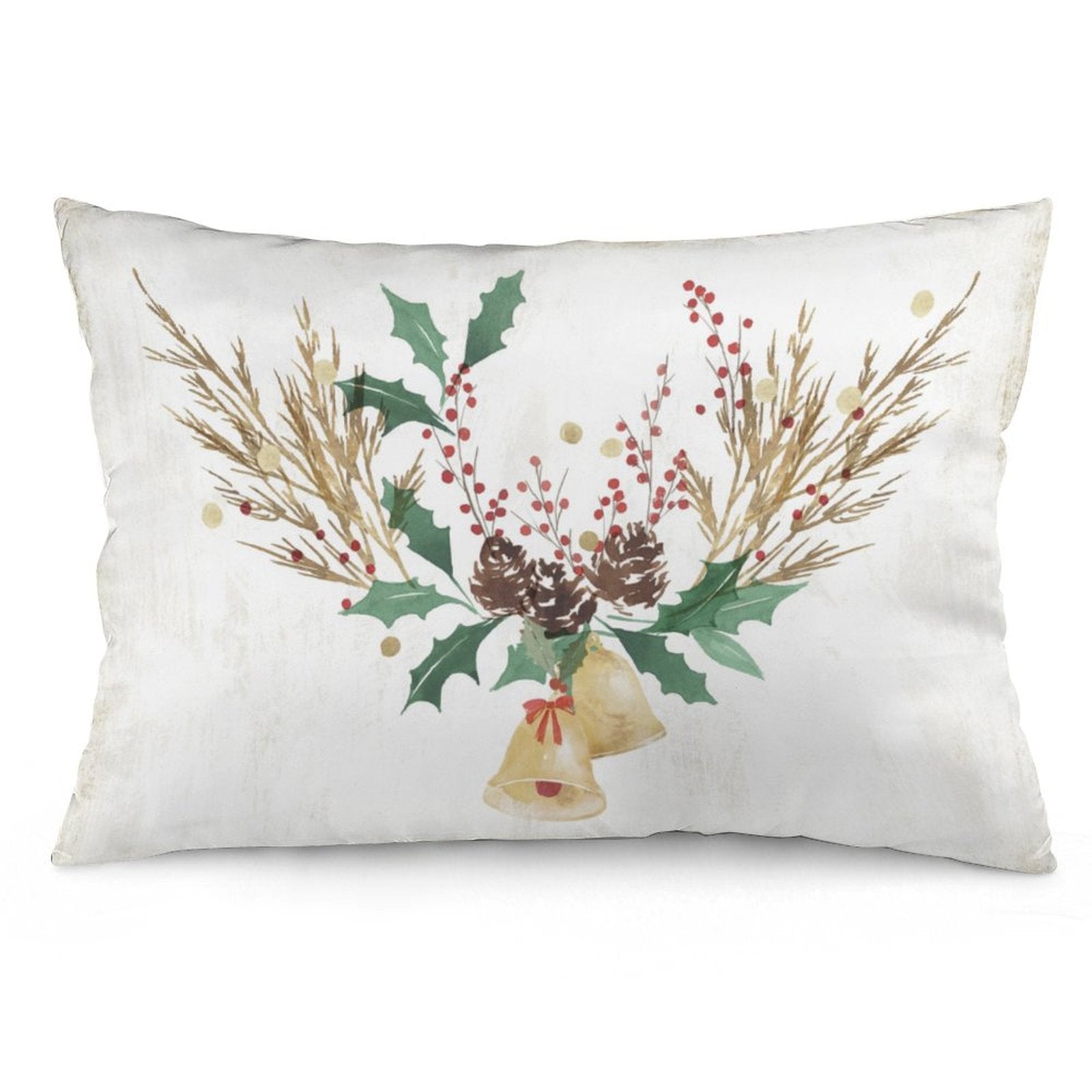 Polyester Christmas pillow cover with festive wreath design, perfect for home couch sofa decor