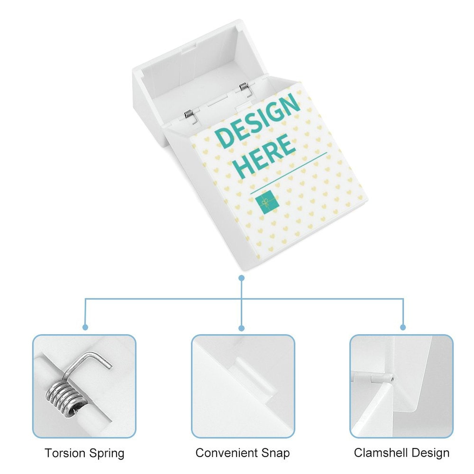 Custom cigarette case with DESIGN HERE text, plastic, personalized cigarette box gift for men and women.