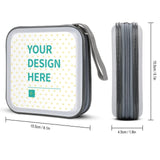 Custom CD/DVD wallet case with 'YOUR DESIGN HERE', perfect for car, home, or office. Customizable and portable plastic case.
