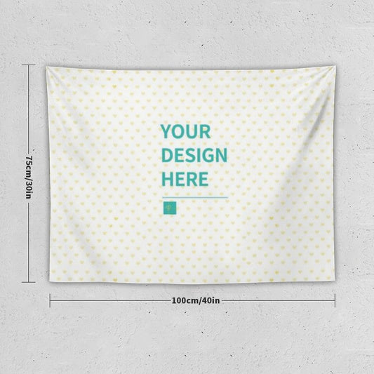 Customizable tapestry with 'YOUR DESIGN HERE' text, polyester wall hanging, personalized art for living room, 75cm x 100cm
