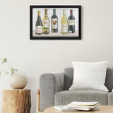 Framed Canvas Print: Wine bottles featuring Rabbit Ridge, Big Barn, Rooster Creek, Hog Hill, and Sun+Soil labels. Home decor.