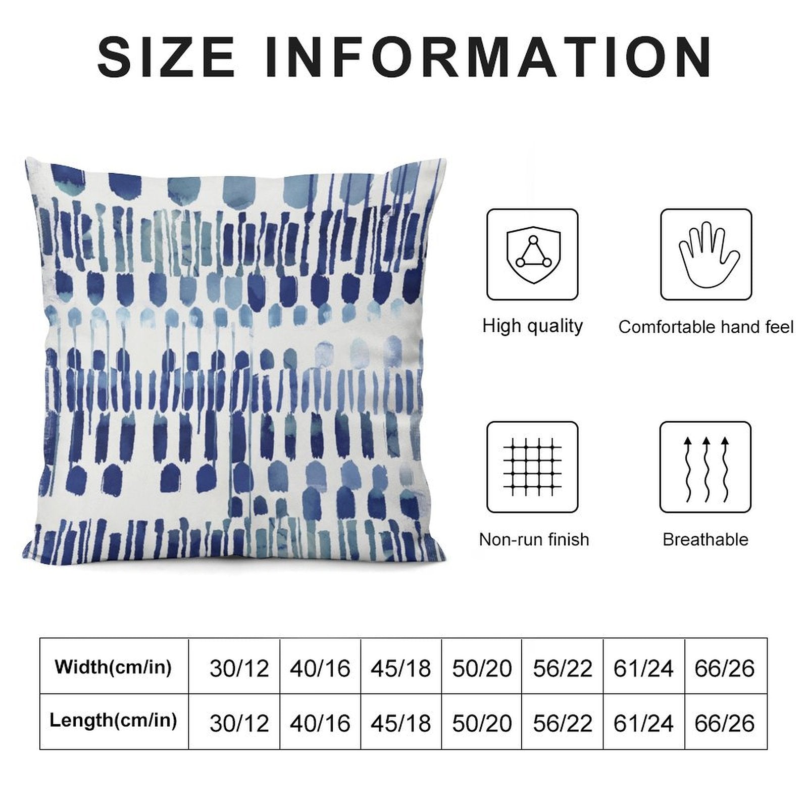 Blue abstract design pillow cover for sofa and couch. Soft, breathable, non-run finish. MyArtsyGift