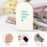 Custom beech wood bookend with 'YOUR DESIGN HERE' design, office bookshelf holder, easy to install, with non-slip mats.