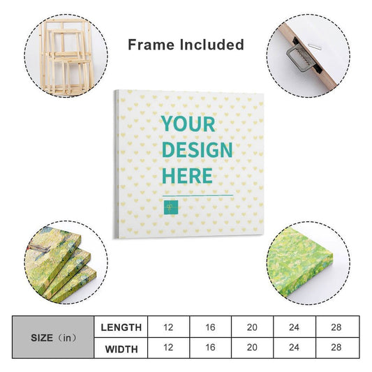 Personalized canvas print, customizable wall art with your design, framed option, sizes available.