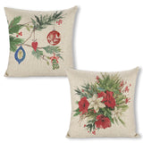 Christmas Pillow Covers - Linen square cushion with festive designs, perfect for sofa, couch, bed and car decor.