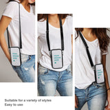 Customizable crossbody phone bag, mini shoulder bag, featuring 'YOUR DESIGN HERE', with black strap, suitable for any style.