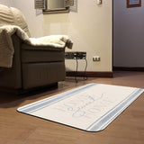 Home Sweet Home doormat with light blue stripes, rubber floor mat for indoor or outdoor use