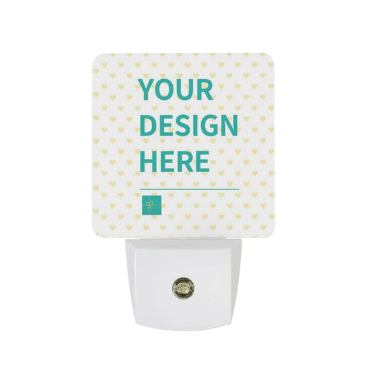 Customizable LED night light with 'Your Design Here' text, ideal for bedrooms and bathrooms, MyArtsyGift