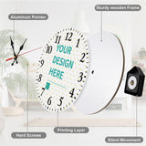 Custom wooden wall clock with 'YOUR DESIGN HERE' design, silent movement, perfect home decor