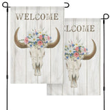 Bohemian Welcome Double Sided Garden Flag with Floral Skull