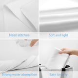 White beach towel features: soft and absorbent, easy to carry, a perfect custom beach accessory for adults