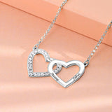 MyArtsyGift - Custom Plated Necklaces for Lover Personalized Interlocking Double Heart Diamond Necklace