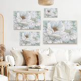 Beauty Bouquet Canvas Print set of white floral art wall decor, USA made, perfect for living rooms.