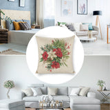 Linen Christmas pillow cover with floral design, perfect for sofa, couch, bed and car decor.