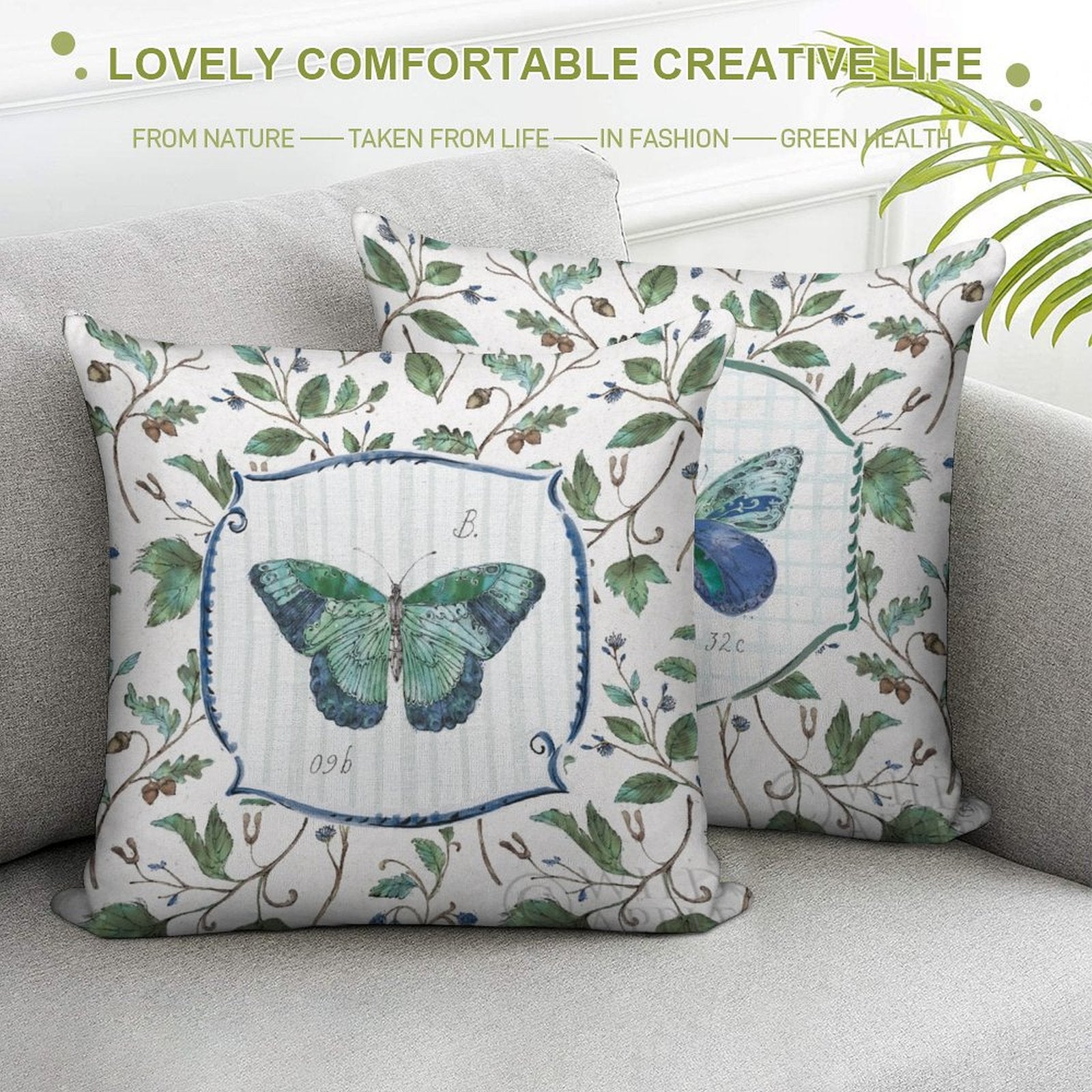 Super soft throw pillow case set featuring butterfly designs, perfect for living room decor, made in USA
