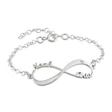 Personalized Silver Infinity Bracelet with Names Noah and Aria - Custom Jewelry Gift