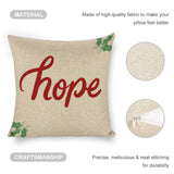 Christmas pillow cover with hope text, linen material, square cushion case for sofa