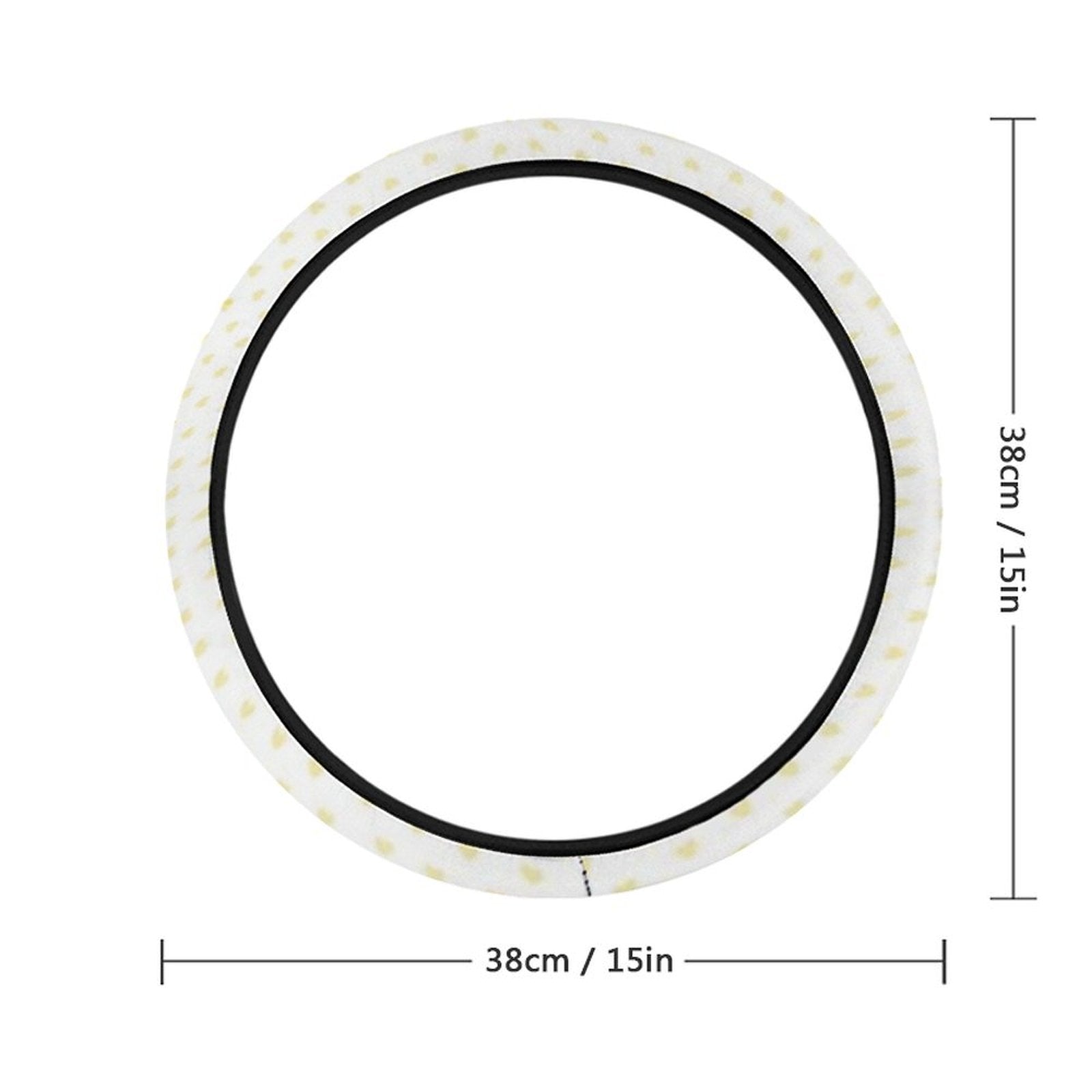 Custom car steering wheel cover with yellow polka dots, neoprene material, 38cm/15in, car accessories