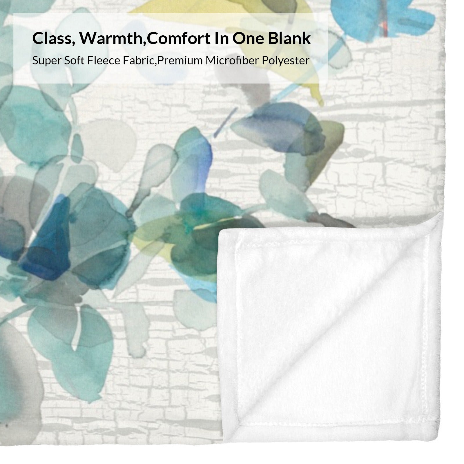 Eucalyptus IV flannel blanket with watercolor eucalyptus design, soft and cozy fleece blanket, perfect for home decor