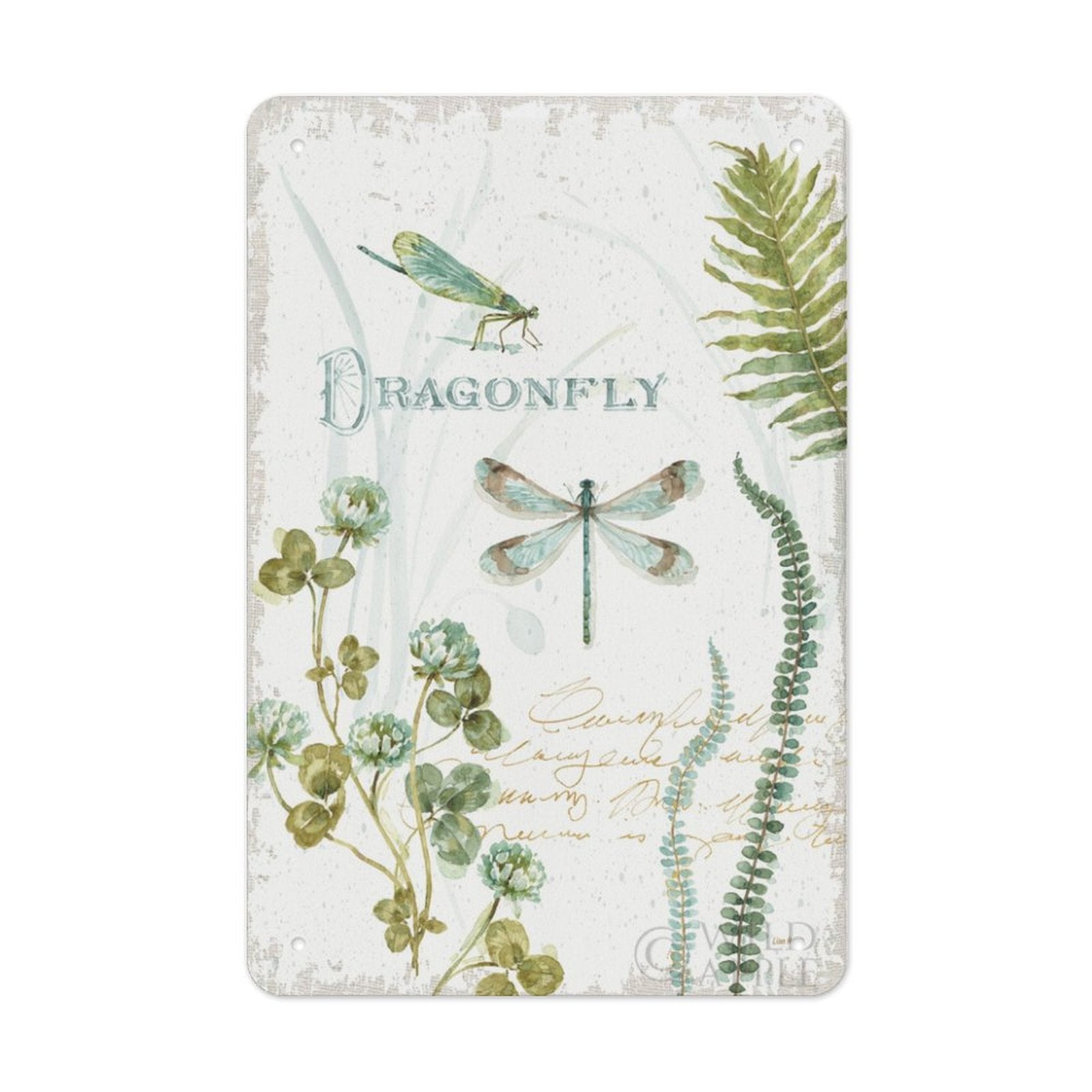 Personalized Metal Tin Sign - Dragonfly Botanical Art, Vertical, Made in USA - MyArtsyGift