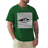 Green men's crew neck t-shirt with eye graphic. Classic tee design by MyArtsyGift.