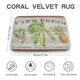 Coral velvet rug with farm fresh vegetables design, non-slip for bathroom or kitchen