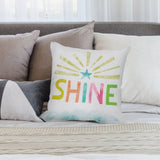 SHINE pillow cover for home decor, short plush with star and rainbow letters design