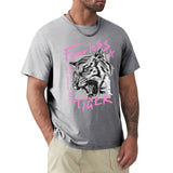 Men's grey Fearless Tiger t-shirt. Crew neck cotton tee, streetwear style, for MyArtsyGift