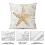 Starfish plush throw pillow cover, soft fabric, invisible zipper, decorative for sofa and living room