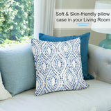 Blue and white dotted plush pillow cover on a sofa, soft and skin-friendly for living room