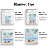 Summer beach flannel blanket size guide: 30x40, 40x50, 50x60, 60x80 inches, perfect for sofa, bed, or a relaxing summer day