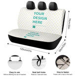 Custom car seat cover with personalized design. Universal rear bench seat cover with heart pattern, DIY design.