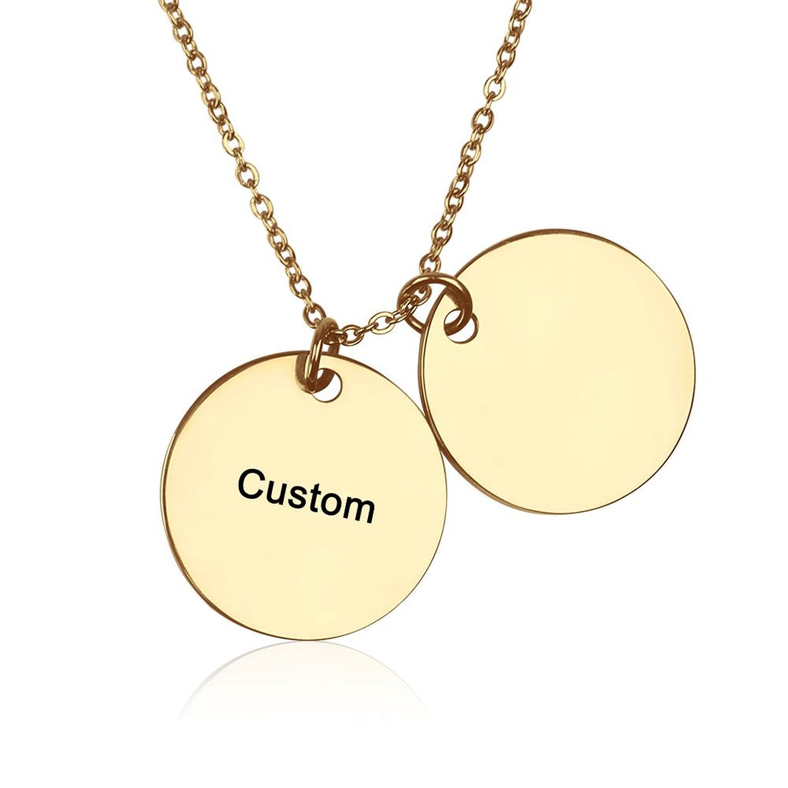 Gold double disc Custom necklace, titanium steel, personalized gift for men and women