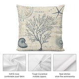 Plush throw pillow cover with vintage map, coral design, and invisible zipper. Soft, comfortable home decor.