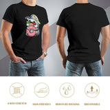 MyArtsyGift Men's black t-shirt with pig graphic, featuring 4-way stretch, breathable, and moisture-wicking fabric.