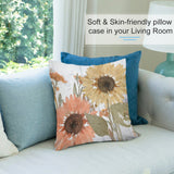 Soft sunflower plush pillow cover in a living room. Decorative and skin-friendly for home decor.