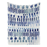 Modern blue abstract flannel blanket, ideal for sofa, couch, and bed, made in USA. Soft and cozy design.