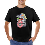 Men's black t-shirt with pig graphic, showcasing comfort and breathability, perfect for casual wear.