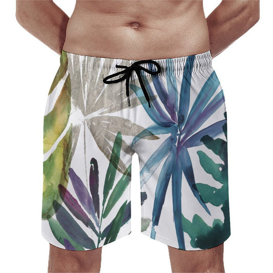 Men's Hawaiian swim trunks with mesh lining and quick-dry fabric