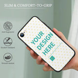 Personalized iPhone SE case with custom design, anti-fingerprint, scratch-resistant TPU cover, your design here