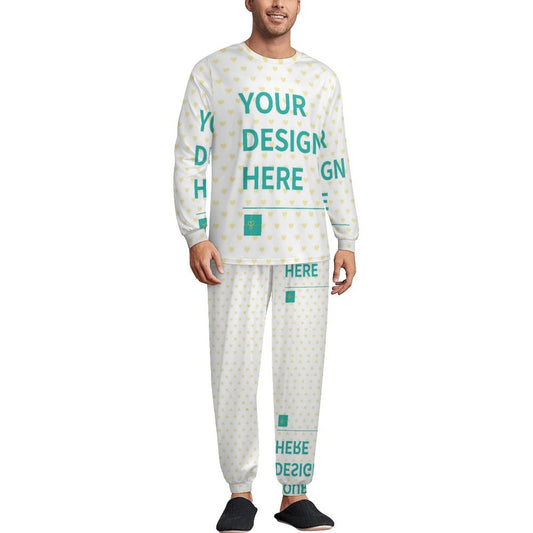 Personalized Men's Round Neck Pajama Set Custom Adult Pajamas Gift 180g