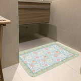 Floral desert door mat, light blue with floral design, suitable for bathroom or indoor/outdoor use