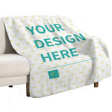 Customizable lamb wool fleece blanket with 'YOUR DESIGN HERE' text, heart pattern, perfect gift