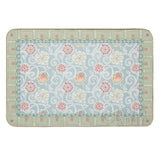 MyArtsyGift Desert Beauties floral floor mat, washable bedroom rug, non-slip backing, light blue with pink flowers