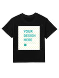 Black cotton children's t-shirt with customizable design area for kids. Perfect for personalized gifts.